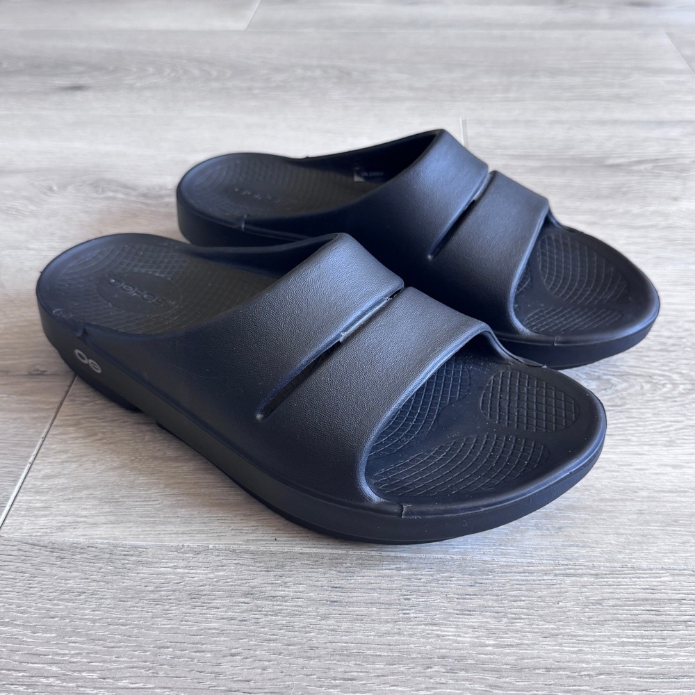 Oofos OOahh Sport Slide Sandals Black Recovery Shoes Women 9 Men 7 EU 40